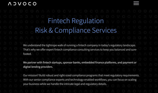 Web Page for Fintech Attorney: Advoco